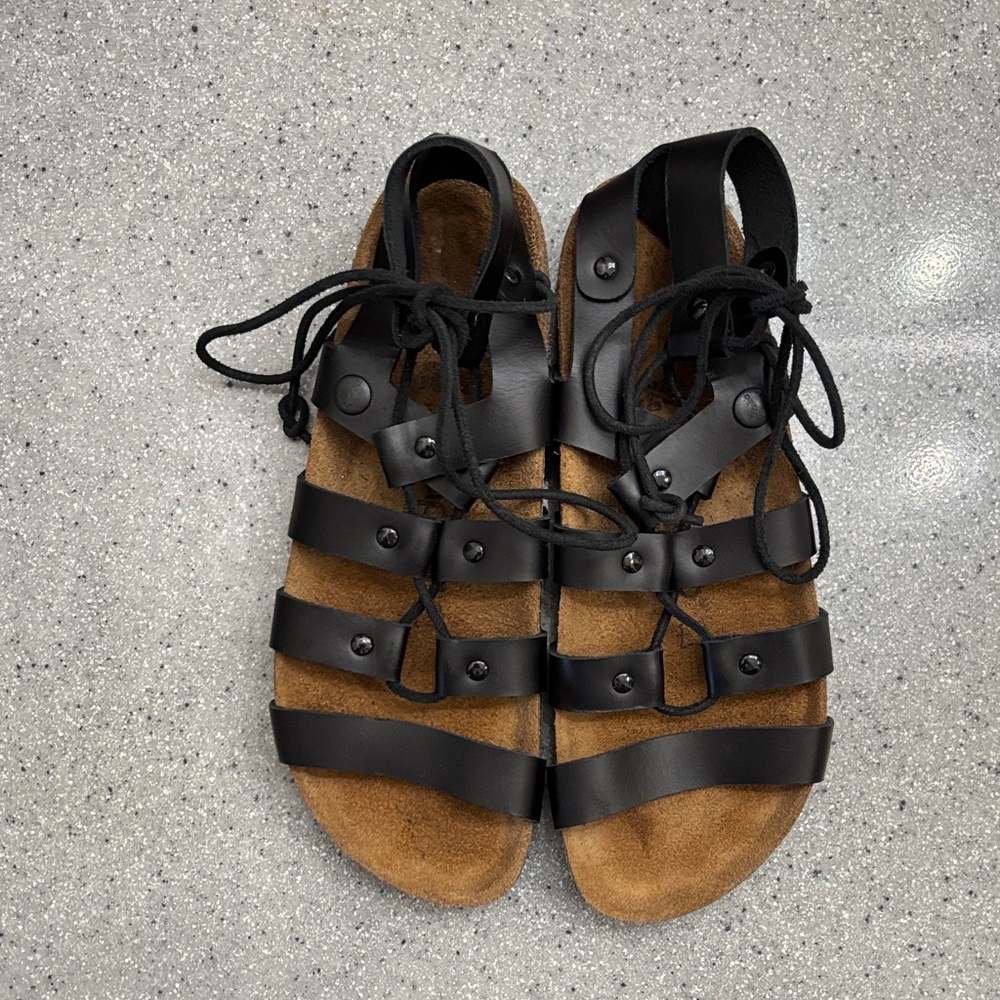 Birkenstock Papillio Black Leather Gladiator Sandals